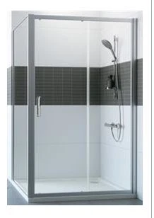 PORTE DE DOUCHE COULISSANTE HUPPE CLASSICS 2 120 - 200 ! gris argent mat verre de securite transparent .