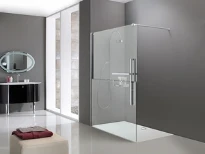 CLOISON FIXE HUPPE DUPLO 120 - 200 ! CM chromé verre de securite transpar.anti plaque fixation gauche