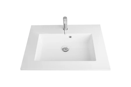 Procasa Quadra wastafelblad kunstmarmer met 1 waskom 700 x 500 mm - wit mat
