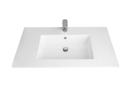 Procasa Quadra wastafelblad kunstmarmer met 1 waskom midden 900 x 500 mm - wit mat