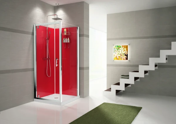 DOUCHECABINE NOVELLINI VERDI 90 - 90 o 242 ! chroom veiligheidsglas helder.draaideur met vaste wand (wanden wit) douchebak 8cm