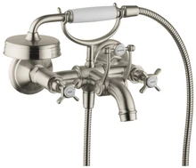 Axor Montreux tweegreepsbadmengkraan opbouw met kruisgrepen - Brushed Nickel