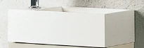 Vika Fontana lavabo 400 x 220 x 115 mm - blanc - ciment coulé - avec trou de robinet droite - sans trop-plein