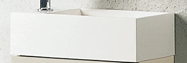 Vika Fontana lavabo 400 x 220 x 115 mm - blanc - ciment coulé - avec trou de robinet droite - sans trop-plein