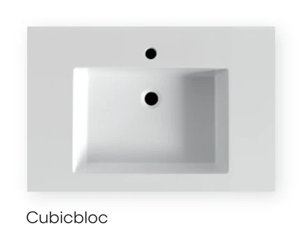 TABLET VIKA CUBICBLOC 120 - 55,5 o CM wit met 1 wasbak centraal - zonder meubel