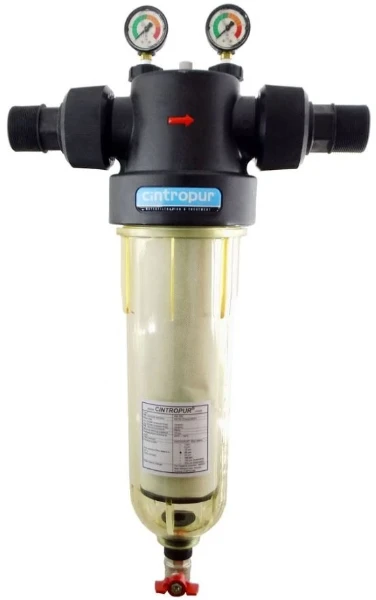Cintropur NW500 waterfilter 2 x 2 - 25 micron - debiet 18000 l/u - met manometers