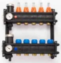 COLLECTEUR CHAUFFAGE DE SOL BEGETUBE 4/4 X 3/4 EK mm 14 raccordements avec debitmetre, purgeurs,rob de vidage, colliers