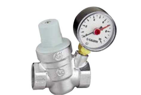 Caleffi 533 drukregelaar FF 3/4 x 3/4 - 1-6 bar - met manometer - chroom