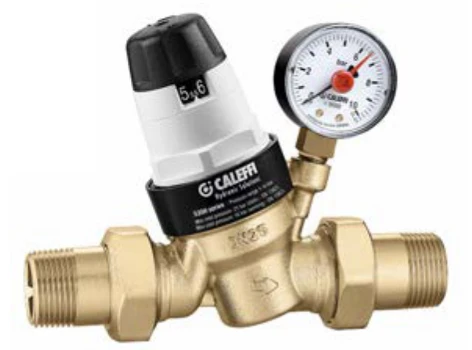 Caleffi 535 drukregelaar FF 3/4 x 3/4 - 1-6 bar - met manometer - monoblok patroon - messing