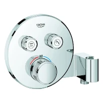 Grohe Grohtherm SmartControl Smartcontrol Set de finition rond chromé 2 sorties - support douchette intégré