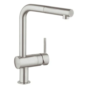 Grohe Minta eengreepskeukenmengkraan - super steel - uittrekbare mousseur