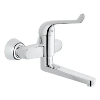 MELANGEUR DE LAVABO GROHE EUROECO SECURIT 1/2 chromé montage mural eco joy - bec orientable - saillie 257 mm