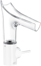 MELANGEUR DE LAVABO AXOR STARCK V blanc comfortzone 140 saillie 125mm,poignée à gauche ou à droite du bec