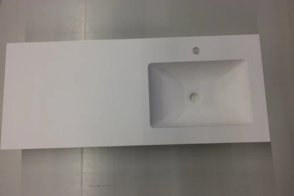 Procasa Solid table-vasque en surface solid avec 1 vasque droite 1200 x 500 x 20 mm - blanc mat - avec trou de robinet