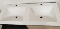 Procasa Solid table-vasque en surface solid avec 2 vasques 1200 x 500 x 20 mm - blanc mat - avec trous de robinet