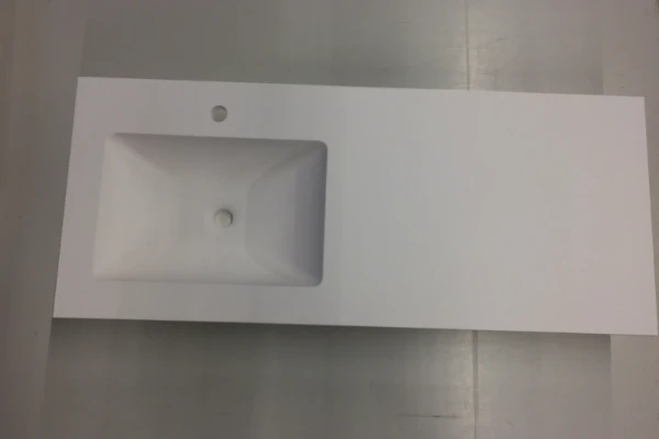 Procasa Solid table-vasque en surface solid avec 1 vasque gauche 1200 x 500 x 20 mm - blanc mat - avec trou de robinet