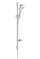 Hansgrohe Select E 120 90CM ! set de douche chromé Unica'sPuro EcoSmart 3jet a/barre de douche, porte savon et flex 160cm