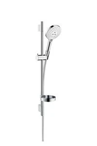 Hansgrohe Select S 120 set de douche Unica'S Puro 3 jets 65CM  blanc/chromé avec barre murale, porte-savon, flexible 160CM