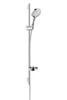 Hansgrohe Select S 120 90CM ! set de douche chrome Unica'sPuro EcoSmart 3jet a/barre de douche, porte savon et flex 160cm