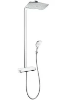 Hansgrohe Raindance Select E colonne de douche E360 - écosmart blanc/chromé douche de tête 1jet, douchette 3 jets, flexible 160CM