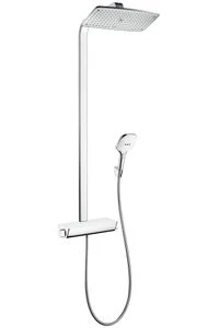 Hansgrohe Raindance Select E colonne de douche E360 - écosmart blanc/chromé douche de tête 1jet, douchette 3 jets, flexible 160CM