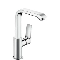 Hansgrohe Metris E² mitigeur lavabo bec pivotant chromé avec vidage, bec rehaussé