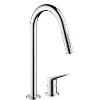 MELANGEUR DE CUISINE 2 TROUS AXOR CITTERIO M rvs look avec jet normal et jet pluie