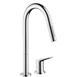 MELANGEUR DE CUISINE 2 TROUS AXOR CITTERIO M rvs look avec jet normal et jet pluie