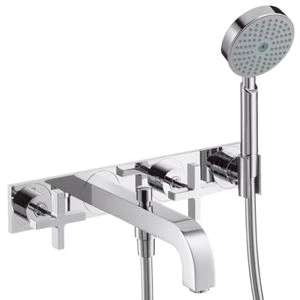 MELANGEUR BAIGNOIRE DUO-COMMANDE AXOR CITTERIO chromé set de finition mural encastr?, avec garniture de douche