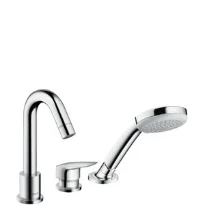 MELANGEUR BAIGNOIRE 3-TROUS HANSGROHE LOGIS chromé a/douchette montage sur bain, saillie 111mm, débit 22L/min
