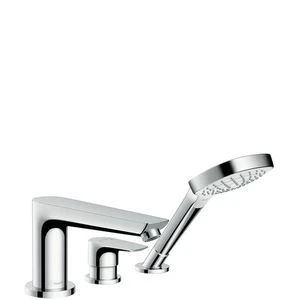 MELANGEUR BAIGNOIRE 3-TROUS HANSGROHE TALIS E chromé sur gorge avec douchette, flexible 1,10m