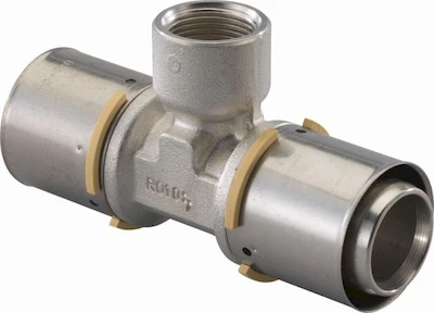 Uponor S-Press laiton té réduit avec filetage femelle 90° FFF 40 x 3/4 F x 40 mm