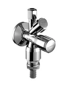 Schell Comfort combi hoekstopkraan 1/2 x 3/4 x 10 mm - chroom - Belgaqua gekeurd - met terugslagklep / beluchter en aansluiting (vaat)wasmachine
