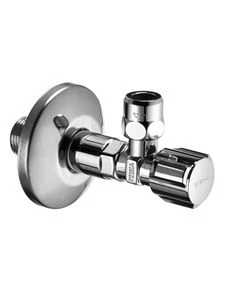 Schell Comfort robinet d'arrêt équerre version long 1/2 x 10 mm - chromé - avec écrou long et rosace