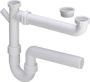 Viega Universal PP dubbele buissifon met WMA 6/4 x 40 mm - wit - afvoer horizontaal