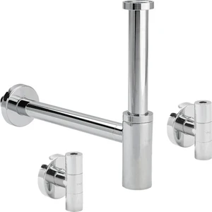 SIPHON BOUTEILLE VIEGA ELEGANTA 5/4 chromé laiton set incl 2 robinet d'arret angl.=art 440190+556150