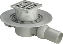 Viega Advantix siphon de sol - horizontal - avec bride de serrage - avec rehausse 100 x 100 - grille inox - garde d'eau 30 mm