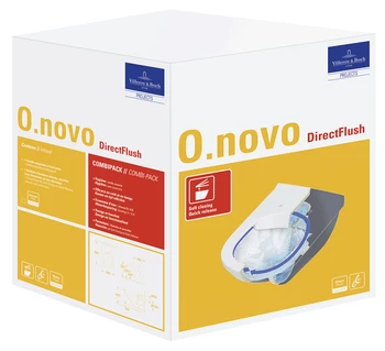 Villeroy & Boch O.Novo hangtoilet PACK DirectFlush (Hangtoilet + zitting met softclose) zonder spoelrand - wit Ceramic Plus - B360xD540 mm