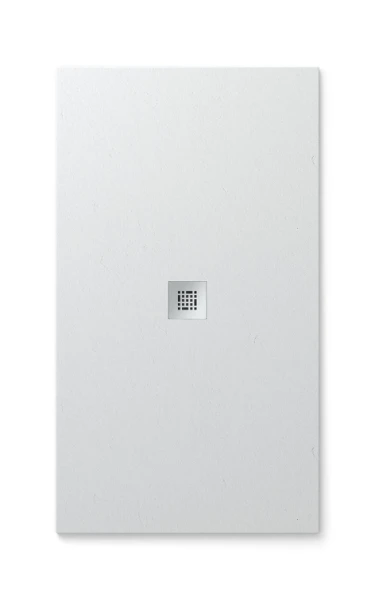 Fiora Essential douchebak 1400 x 900 x 22 mm - textuur pizarra zuiver wit - afvoeropening centraal
