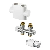 SET DE BONDE RADSON ral 9016 blanc signalisation droit avec cache de finition et tete thermostatique