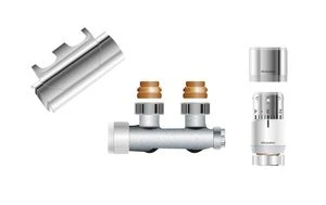 Radson set de vanne chromé équerre avec capuchon et tête thermostatique (598005)