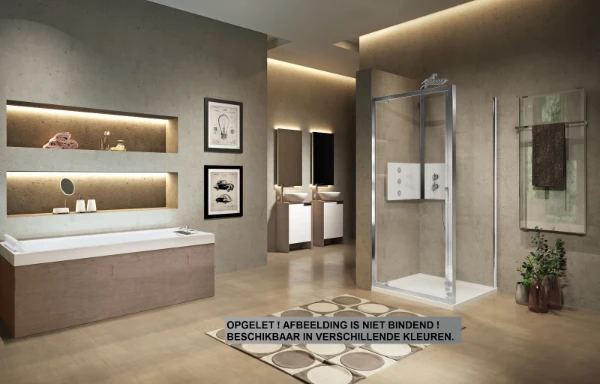 ZIJ WAND NOVELLINI LUNES 2.0 96 - 195 ! chroom transparant regelbaar 96/102