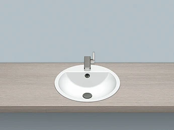 Laufen Form lavabo encastré rond 450 mm - blanc - acier émaillé - avec trou de robinet - avec trop-plein - émaillé intérieur/extérieur