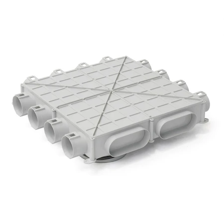 Begetube Profi-air boite de distribution modèle bas DN180 - 12 x 63 mm - toit plat