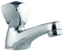 ROBINET DE LAVABO RVB TRIO chromé plaquette bleu - saillie 100 mm