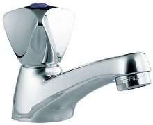 ROBINET DE LAVABO RVB TRIO chromé plaquette bleu - saillie 100 mm