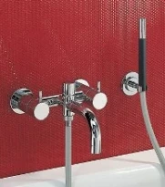 MELANGEUR BAIGNOIRE VOLA chromé duo avec douche à main et support