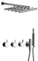 MELANGEUR DE DOUCHE A ENCASTRER VOLA 3/4 chromé 3/4 a/inverseur, douche à main/de pluie (plafond)