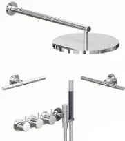 THERMOSTAT A ENCASTRER VOLA inox 3voie inverseur set de douchette, douche de pluie060, 2douch lat.