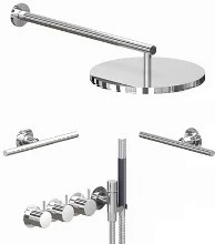 THERMOSTAT A ENCASTRER VOLA inox 3voie inverseur set de douchette, douche de pluie060, 2douch lat.